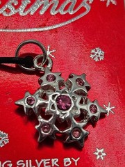 NEW VINTAGE Jezlaine Sterling Silver 925 Christmas Pink Snowflake Charm Pendant