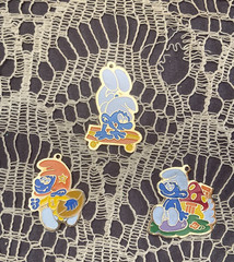 Vintage 80s Smurfs Charms 1980s Enamel Metal Cartoon Nostalgia Retro Jewelry