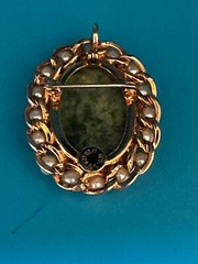 H.G. Brooch/Pendant Vintage 1/20 12K GF Green Tourmaline Stone Faux Pearl