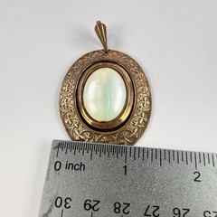 Vtg Genuine Copper Pendant Victorian Gothic Revival Moonglow Lucite Cabochon