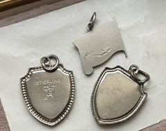 Vintage USA STERLING Enamel CHARMS Flag Boston Capitol RED WHITE BLUE Shields