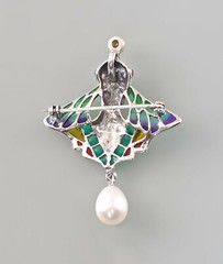 9927640-d 925er Silver Brooch Pendant Transluzidemail Garnet N. Mucha