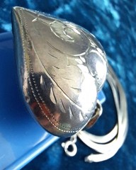 Vintage Puffy Heart Pendant Necklace Etched Design Included SS Chain 925