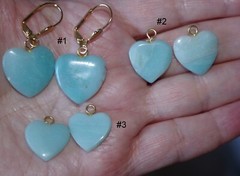 Vintage Carved Heart Larimar Lever back Earrings in 14K GF
