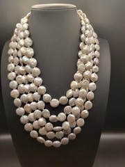 10mm Platinum 5 Strand Keshi Pearl Necklace 18 – 23 Outstanding Luster