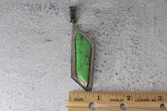 Vintage Mexico Made Green Stone long Pendant