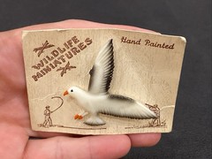 Wildlife Miniatures Hand Painted Seagull Bird Brooch Pin Back 2” Vintage On Card