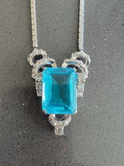 Vintage Teal Blue Glass Rinestone Set Silver Tone Estate Jewelry R123