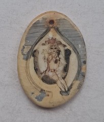 Antique Carved Painted Mechanics’ Good Luck Charm Amulet Scrimshaw