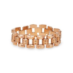 1940s Portuguese Retro Bracelet 19k Rose Gold 7.5″ Fine Jewelry Square Link