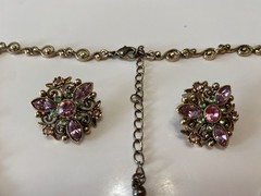 Vintage Estate Necklace & Earring Set Costume Jewelry 15” & 3” Extender – VTG
