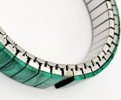 Malachite Stone Green Veneer Panel Stainless Steel Expanding Vintage Bracelet