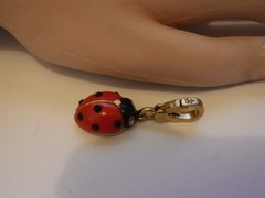 Vintage Juicy Couture Large Ladybug Charm Retired Black & Clear Crystal Accents