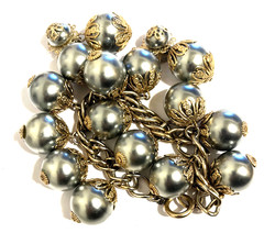 Vintage Bracelet And Earring Set Gray Tahitian Man Made Pearls Big Bold