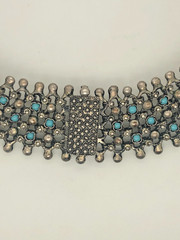 Vintage Turquoise Sterling 925 Necklace Mesh Choker Necklace 15″