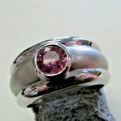 Unique Fancy Intense Pink Sapphire Ring 18k White Gold Size 5 MAKE OFFER