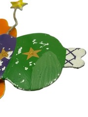 Vintage Angel Fairy Pixie Brooch Pin Quirky Painted Unusual Metal Stars Figural