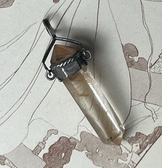 Sterling Silver Rutilated Quartz Pendent With Blue Topaz V318