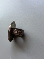 Vintage/Antique Chinese Porcelain Maiden Sterling Silver Ring Size 8.5 READ DESC