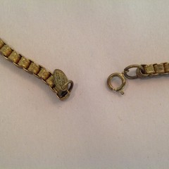 Vintage Signed Miriam Haskell Tag Long Box Chain Brass 36in Necklace Jewelry
