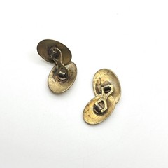 Vintage S&S Gold Tone Etched Oval Double Sided Cufflinks Striped Floral Pattern