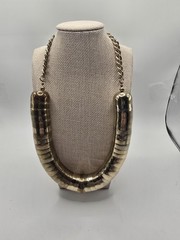 Vintage Ethnic Brass Tone Cup Statement Necklace 21 in