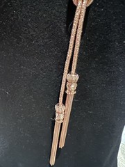 New/Tag 24” Y Necklace of Rose Gold Tone Metallic Corded with Fine Metal Tassel