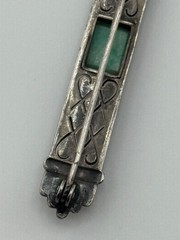 Vintage Art Deco 935 Sterling Silver Marcasite Enamel Amazonite Brooch