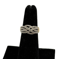 925 Sterling Silver Gold Tone Crossover Infinity Ring Size 5 Multi Row Statement