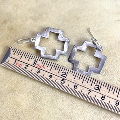 Maltese Cross Necklace & Earring Set on Black Leather Cord, 925 Sterling Silver