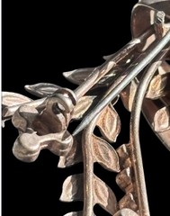 Vtg 1940 MCM Sterling Silver Rose Gold Vermeil Ribbon Swirl Laurel Brooch 22.5g