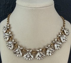J Crew Rhinestone Collar Bib StatementNecklace Signed Glam Adjustable Length