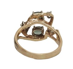 14k Yellow Gold Diamond And Tourmaline Ring Size 7.25