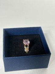 Vintage Pink Cubic Zirconia Ring Gold Plated Womens Size 5