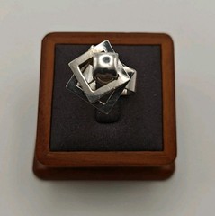 Vtg Modernist Moving Spinning Fidget Sterling Silver 925 Square Ring 8.25g