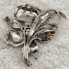 Vintage Pot Metal Brooch Pink Flower LARGE 3″ AS IS