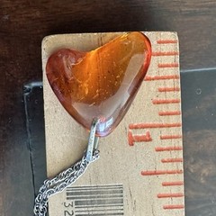 Vintage Pendant Necklace 18 Inch Baltic Amber Gem Polished 925 Sterling 6.9g