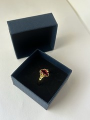 Vintage Red Cubic Zirconia Ring Gold Plated Womens Size 8.5