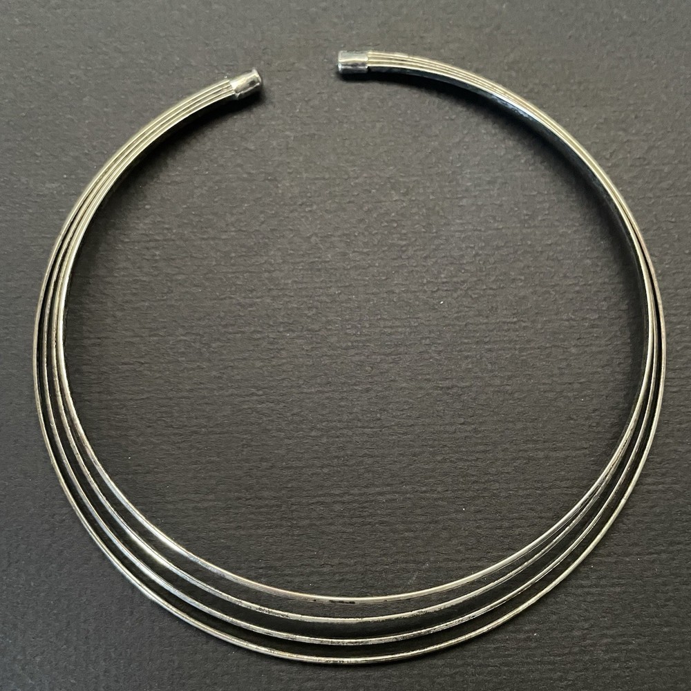 Vintage Silver Collar Choker Necklace Modernist Contemporary Design