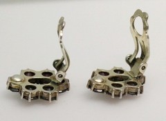 Garnet 800 Silver Vintage Clip On Earrings