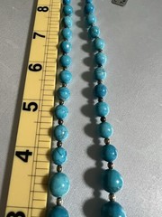 Vintage Jungle Turquoise Graduated Bead Necklace 24″ 58g ROC Clasp Artisan