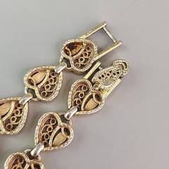 Vintage Heart Chain Bracelet Filigree Openwork 1cm Gold Tone 6.5″
