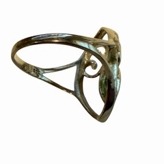 Sterling Silver 925 Filigree Ring Green Marquise Stone Vintage Style Sz 7.5