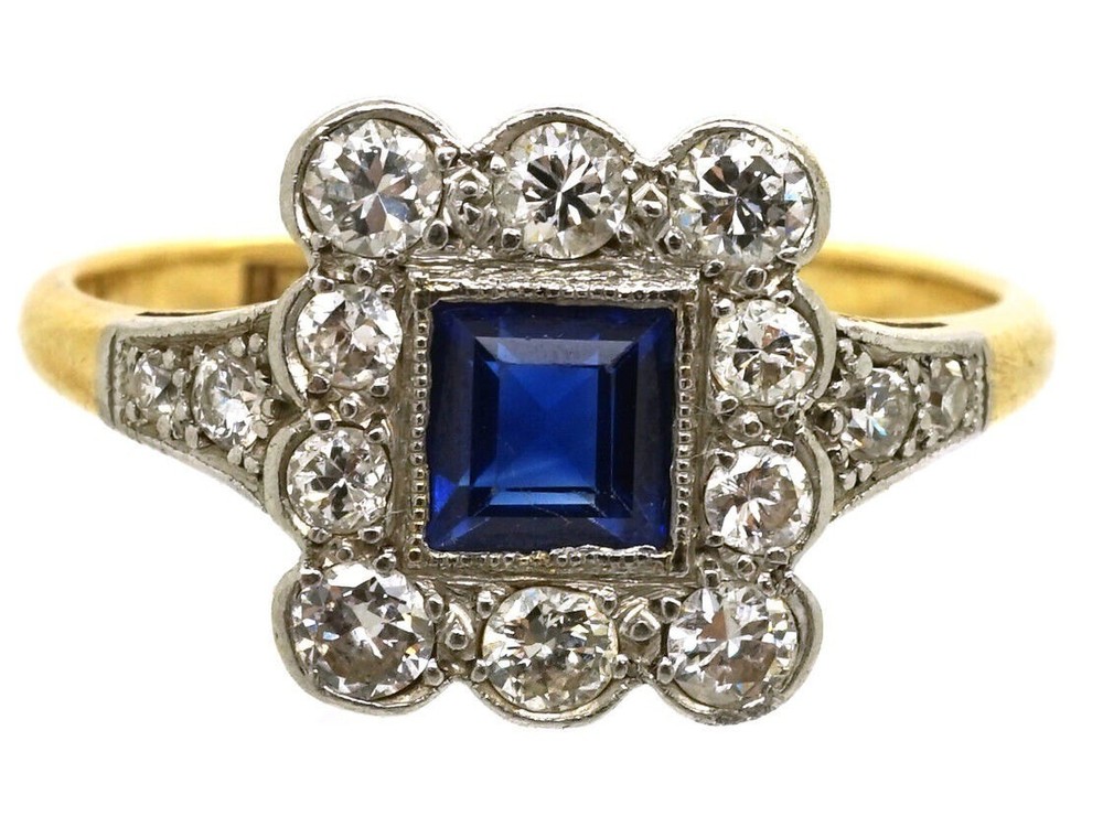 Art Deco Antique 2.80Ct Natural Sapphire Vintage Wedding Ring 14K Yellow Gold FN