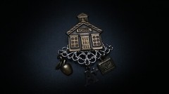Vintage School Teacher Brooch Brass Silver Colored 6.7cm x 4.5cm BB7