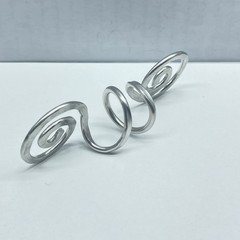 Scarf Slide Silver Tone Hammered Aluminum Double Open Spirals with Center Coil