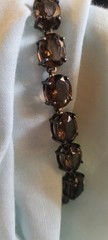 Rare 8.5″ Vintage ADI 925 Sterling And Smoky Quartz Gemstone Tennis Bracelet