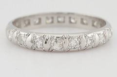 Art Deco Single Cut Diamond Platinum Eternity 0.63 ct Wedding Band Ring