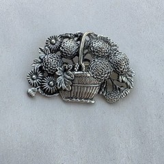 Vintage Brooch 2 Piece Lot Pin Pewter Gold Plated Flower Bird Bouquet Signed