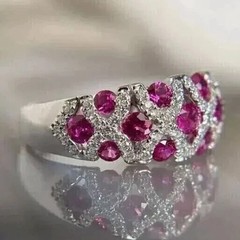 3Ct VVS1 Round Cut Lab Created Ruby & Diamond Wedding 14k White Gold Finish Ring
